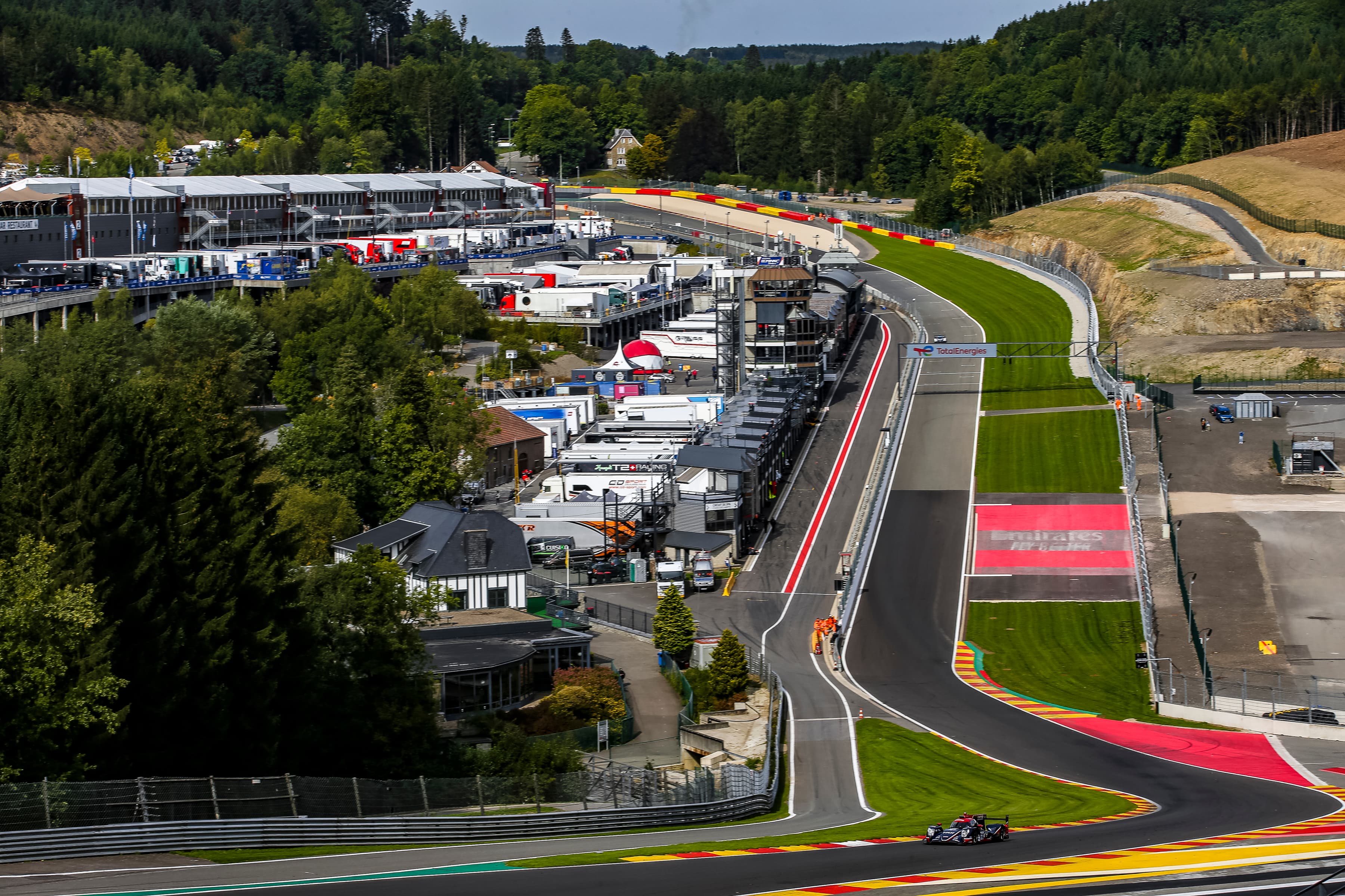 Racing cars on track at Circuit de Spa-Francorchamps during the 2022 4 Hours of Spa