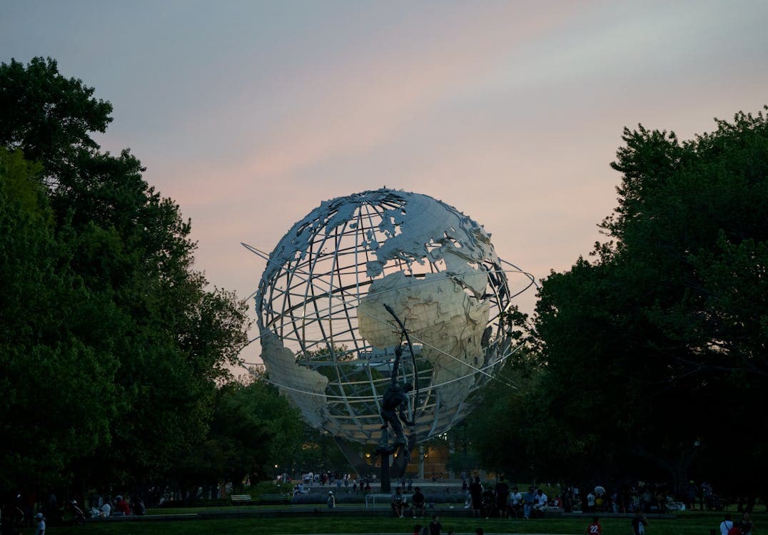Flushing Meadows-Corona Park, Queens, with Unisphere globe sculpture